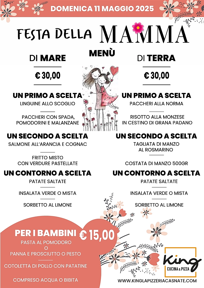 MENÙ FESTA DELLA MAMMA